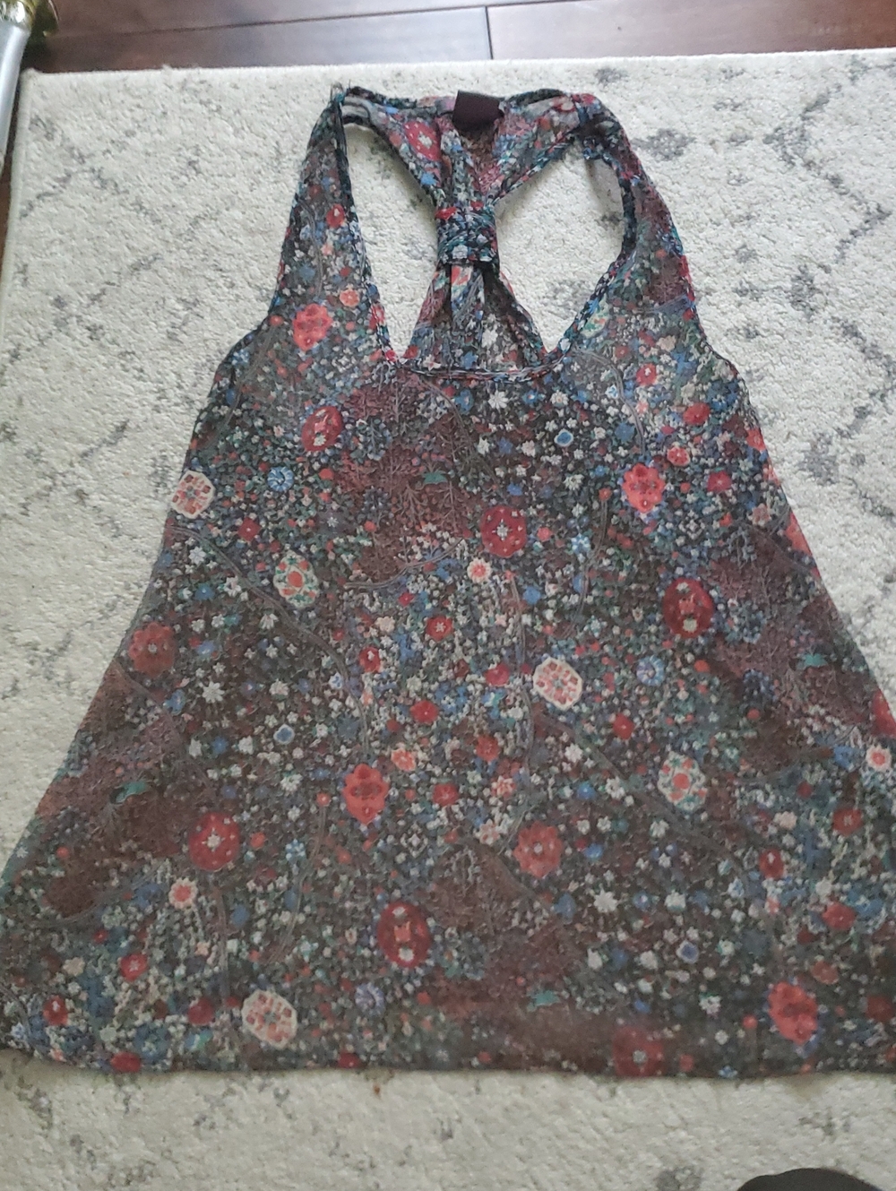 Fire Los Angeles Floral Racerback Tank Top - Red, Blue, Brown